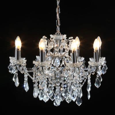 Antique French Cut Glass Chrome Chandelier 8 arm