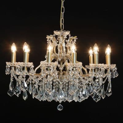 Antique French Cut Glass Gold Chandelier 12 arms