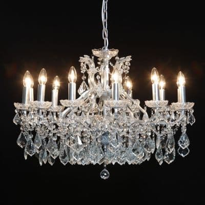 Antique French Cut Glass Silver Chandelier 12 arms
