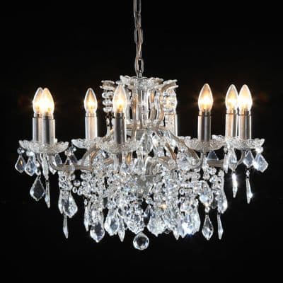 Antique French Cut Glass Silver Chandelier 8 arms