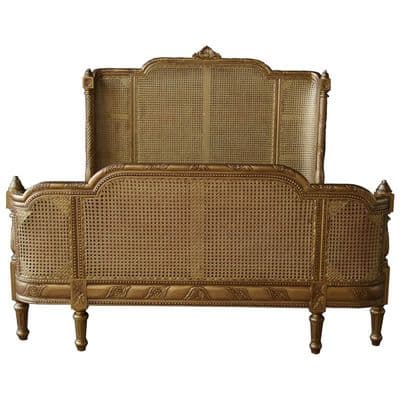 Antique Gold French Rattan Bed