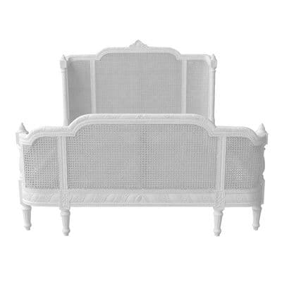 Antique White French Rattan Bergere Bed