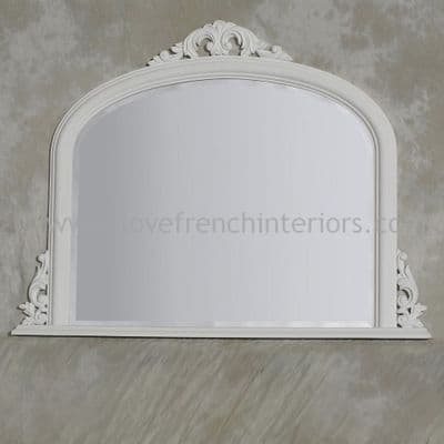 Antique White Overmantel Mirror
