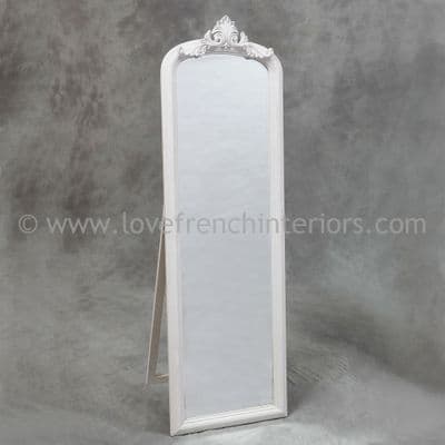 Antique White Tall Slim Dressing Mirror