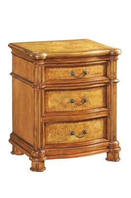 Bedside with 3 Drawers in Burr Walnut