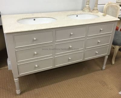 Bespoke 9 Drawer Sink Vanity Unit with Solid Marble Top