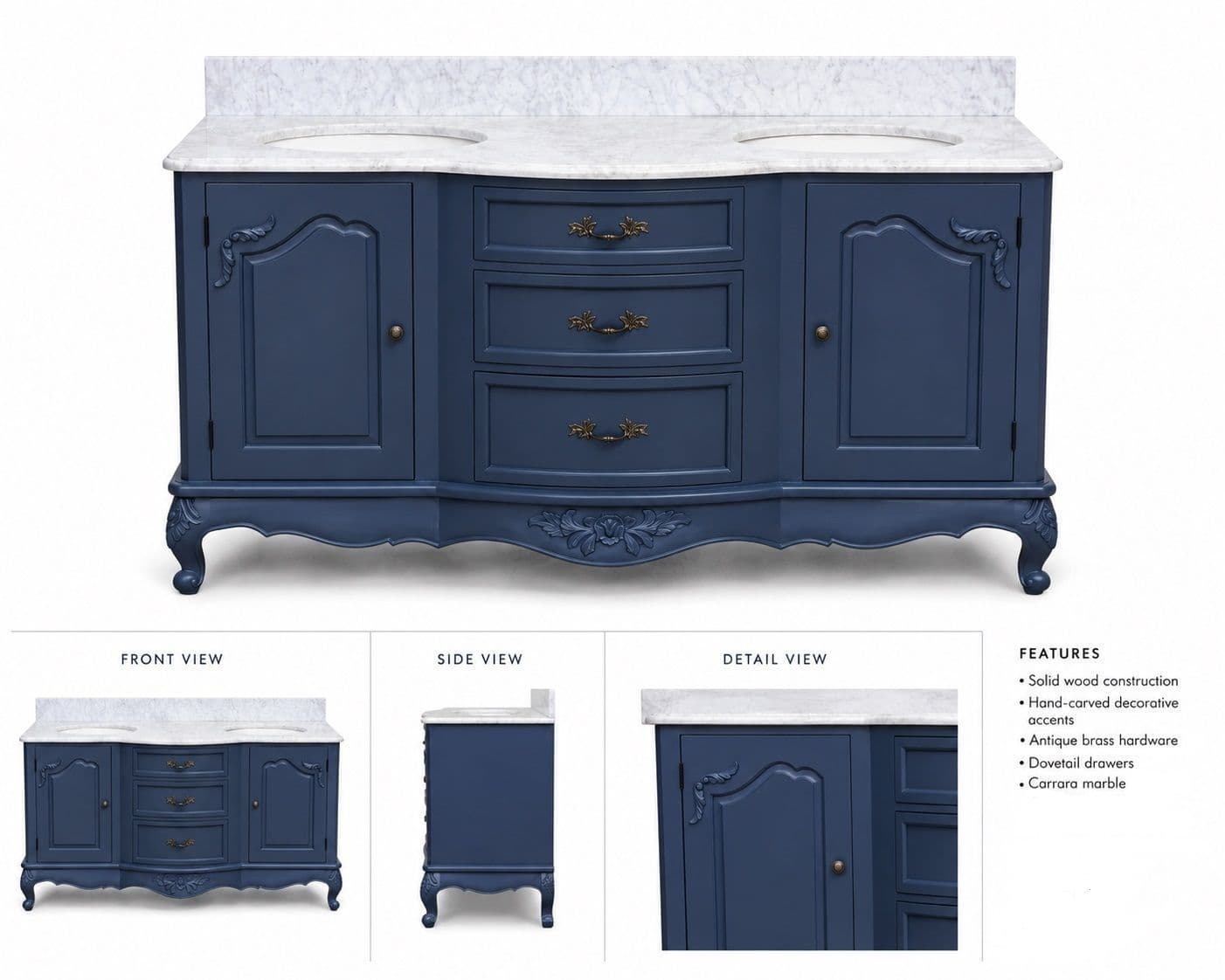 Bespoke Double Bowl Bow Front Sink Vanity Unit