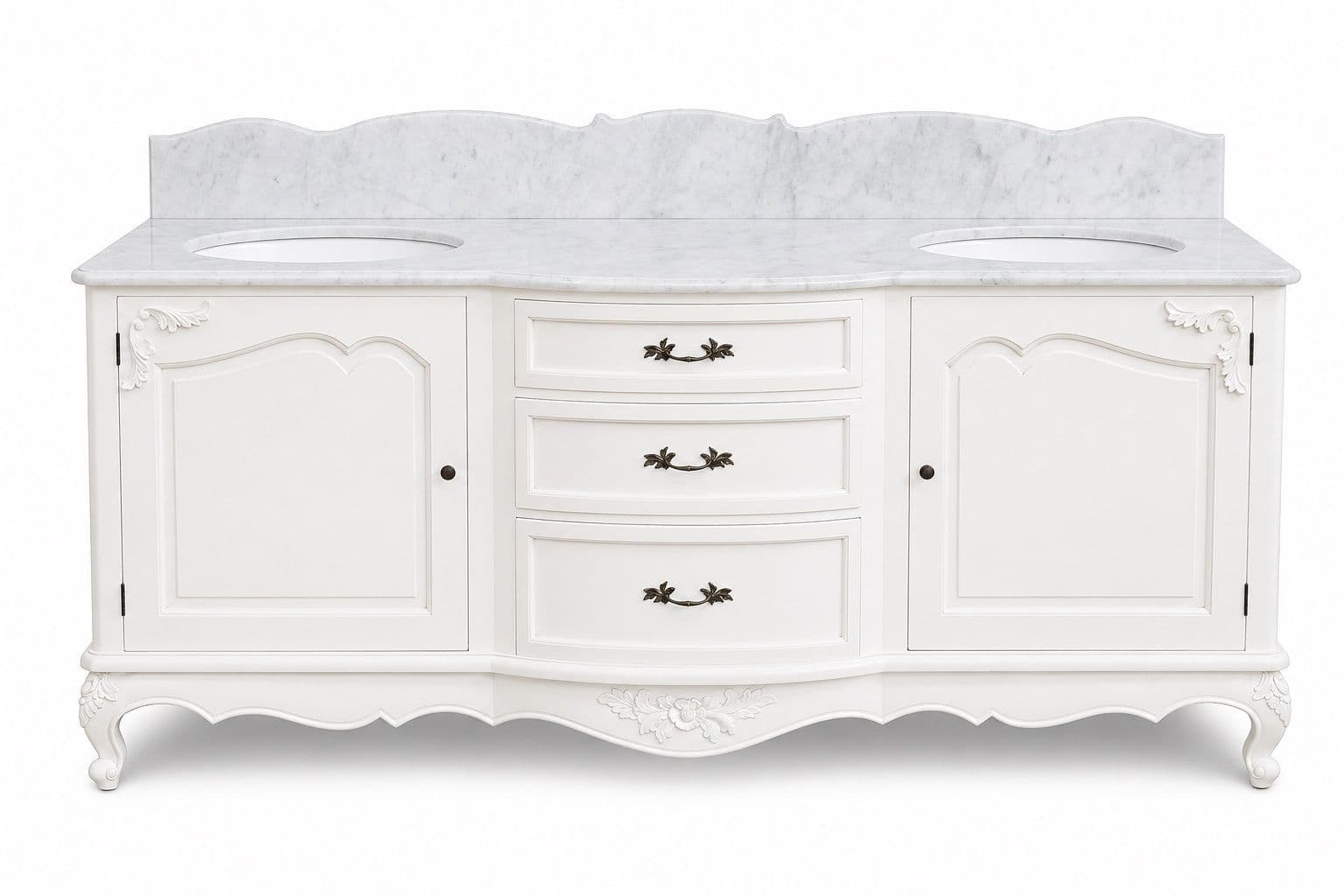 Bespoke Double Bowl Bow Front Sink Vanity Unit