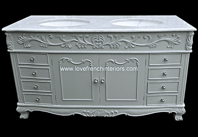 Bespoke Double Bowl French Vanity Unit with Solid Marble Top