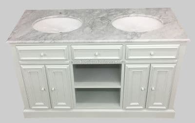 Bespoke Double Sink Vanity Unit with Open Shelf