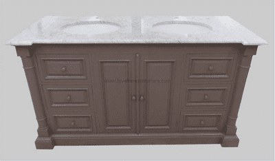 Bespoke Double Sink Vanity Unit with Solid Marble Top