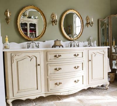 Bespoke Large Double Bowl Sink Vanity Unit and Two Mirrors