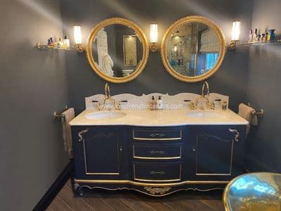 Bespoke Large Double Bowl Sink Vanity Unit with Two Mirrors