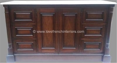 Bespoke Mahogany Double Bowl Vanity Unit with Solid Marble Top