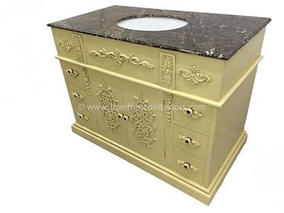 Bespoke Mahogany Sink Vanity Unit with Solid Marble Top