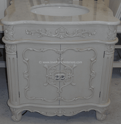 Bespoke Ornate Single French Vanity Unit with Solid Marble Top