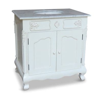 Bespoke Rectangular Sink Vanity Unit with Solid Marble Top