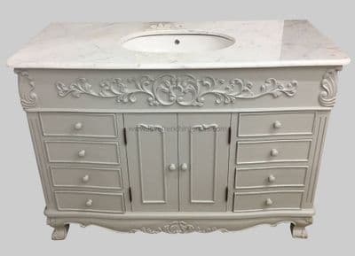 Bespoke Single Bowl French Vanity Unit with Solid Marble Top