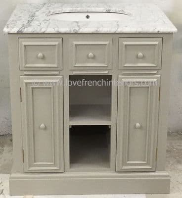 Bespoke Single Sink Vanity Unit with Open Shelf