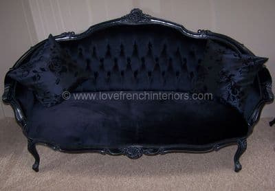 Black Velvet Sofa in Noir Black