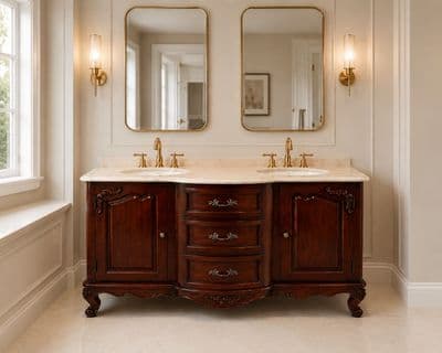 Bow Front Double Bowl Vanity Unit