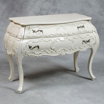 Bow Fronted Bombe Chest in Cream