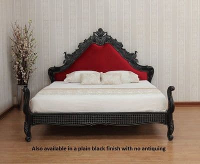 Candice Upholstered Hawk Bed in Noir Black