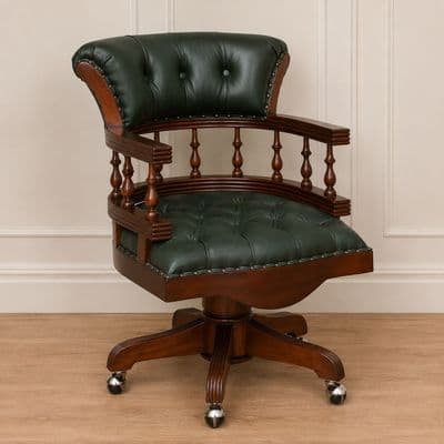 Captain's Chair in Green Leather