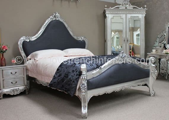 Catherine French Bed in Silver Leaf