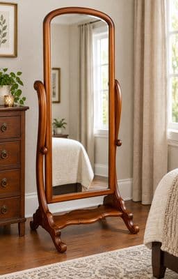 Cheval Mirror with Mahogany Frame