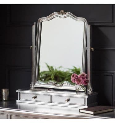 Chic Dressing Table Mirror in Silver