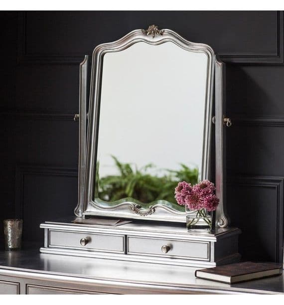 Chic Dressing Table Mirror in Silver