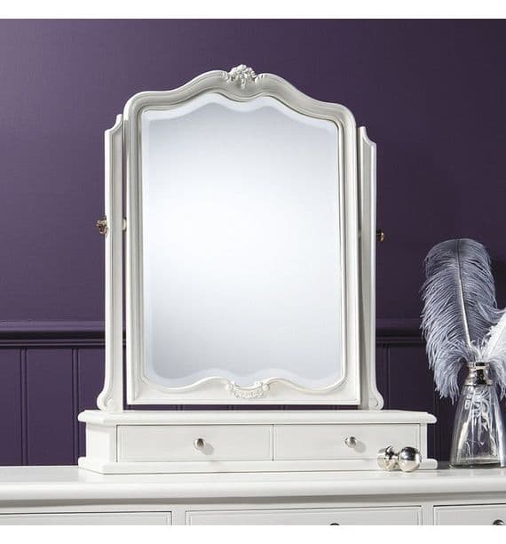 Chic Dressing Table Mirror in Vanilla White