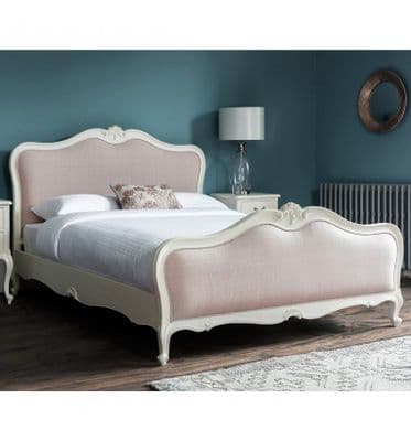 Chic Upholstered Bed in Vanilla White