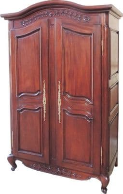 Curved Top Armoire with Panelled Doors in Mahogany