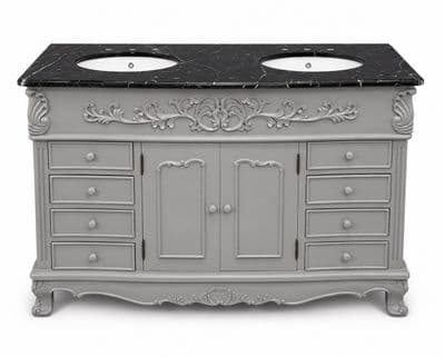Double Bowl French Medium Vanity Unit with Marble Top