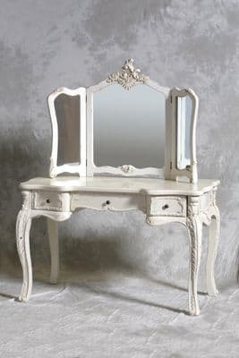 Dressing Table and Triple Mirror in Cream