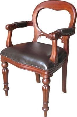 Dutch Carver with Leather Upholstery