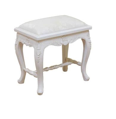 Elegant Carved Stool in Antique White