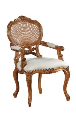Elegant Rattan Chair with Fabric Seat