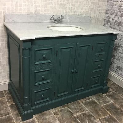 Emma Single Bowl Vanity Unit Six Drawers and Marble Top