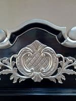 Four Poster Bed in Black with Silver Highlights