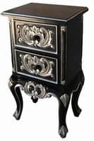 Four Poster Bed in Black with Silver Highlights