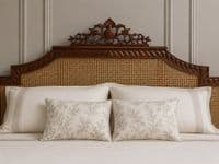 Four Poster Bed with Rattan in Mahogany