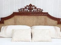 Four Poster Bed with Rattan in Mahogany