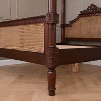 Four Poster Bed with Rattan in Mahogany