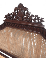 Four Poster Bed with Rattan in Mahogany