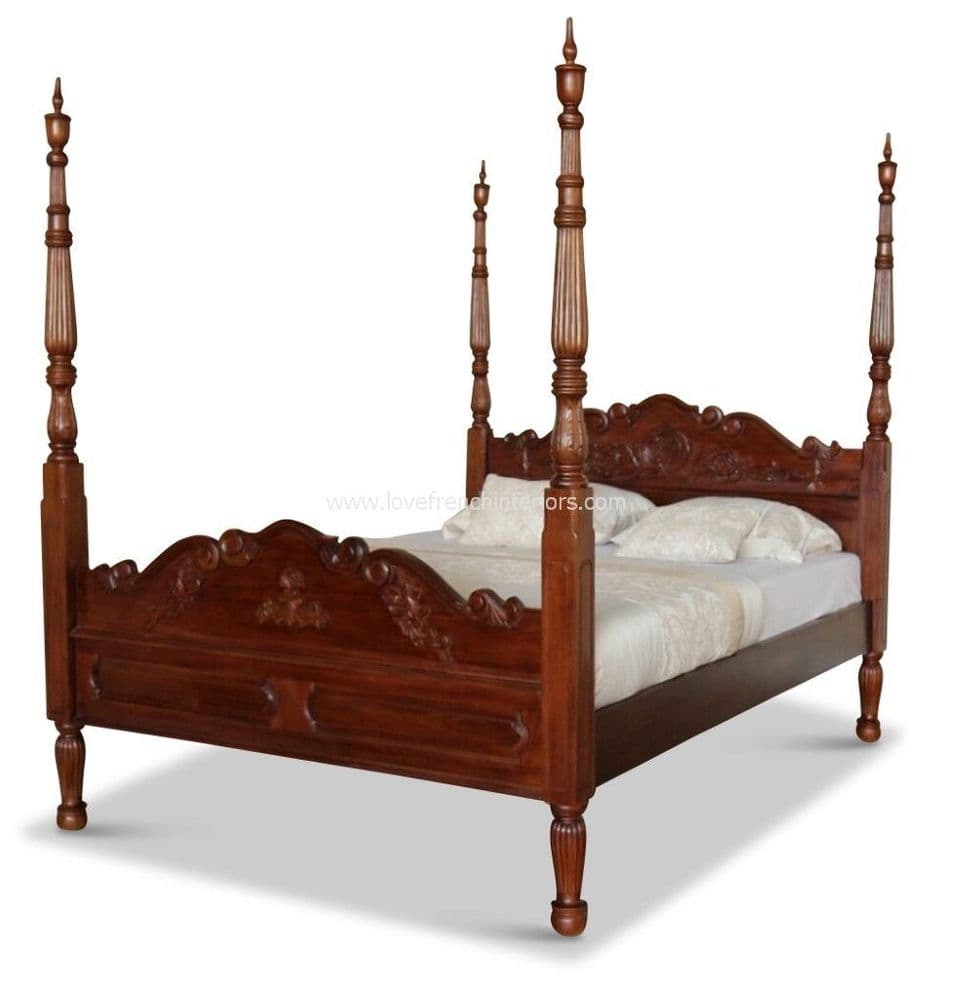 Four Poster Carved Bed
