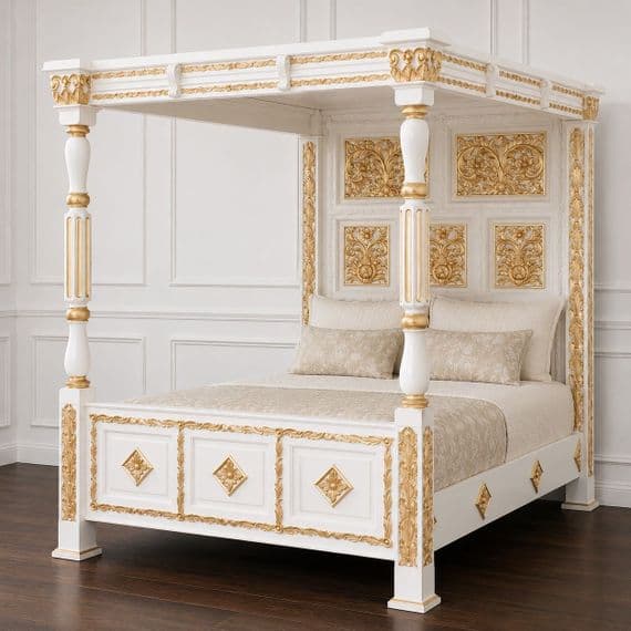 Four Poster Carved Canopy Bed