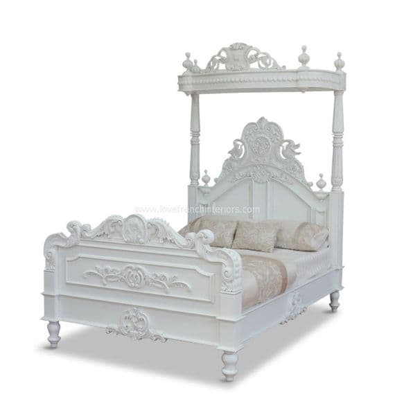 Four Poster Half Tester Bed in Antique White